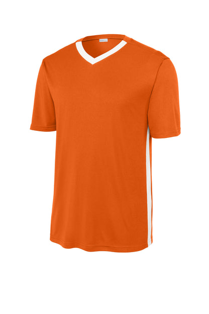 Front View of DpOr/White Sport-Tek Competitor United V-Neck ST101