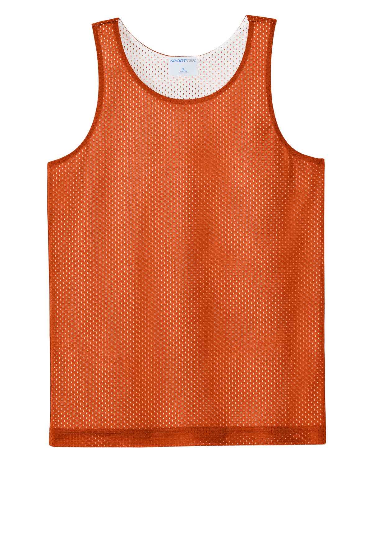Front View of DpOr/White Sport-Tek Youth PosiCharge Reversible Mesh Tank YST5000