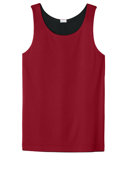 Front View of DpRd/Blk Sport-Tek Youth PosiCharge Competitor Rev Tank YST551