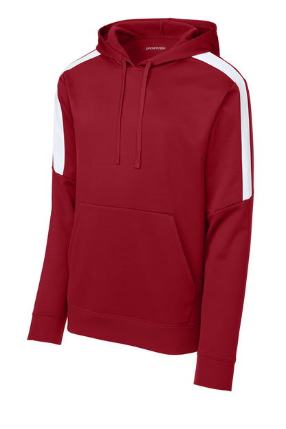 Front View of DpRd/Wht Sport-Tek Sport-Wick Fleece United Pullover Hoodie ST255