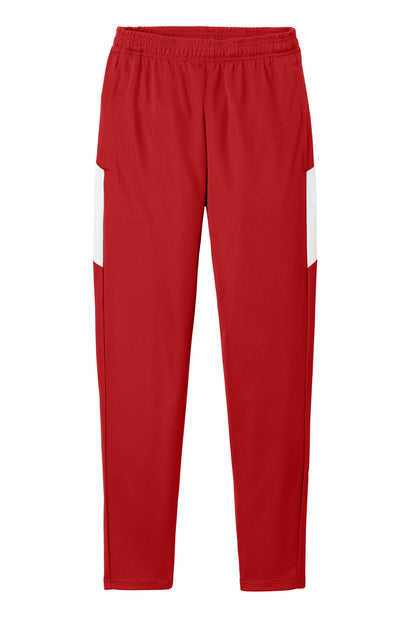 Front View of DpRd/Wht Sport-Tek Travel Pant PST800