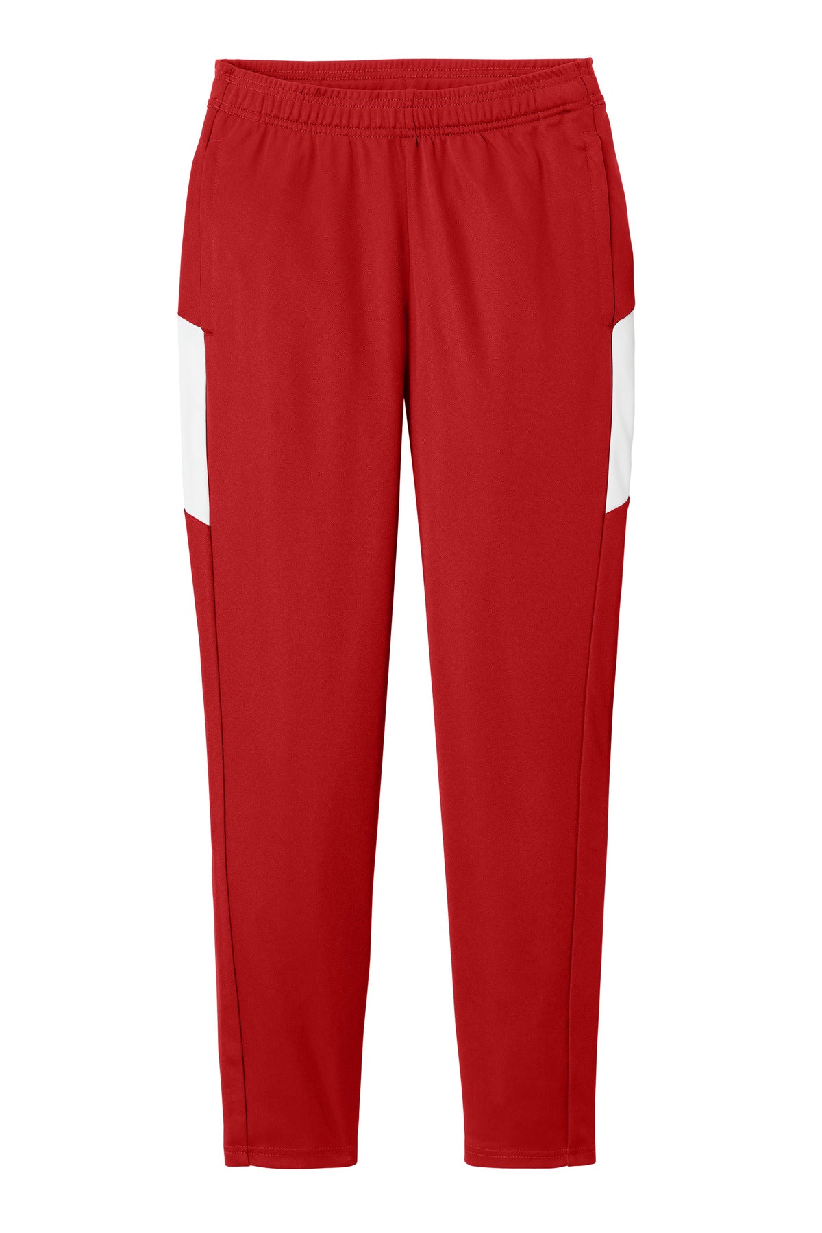 Front View of DpRd/Wht Sport-Tek Women's Travel Pant LPST800