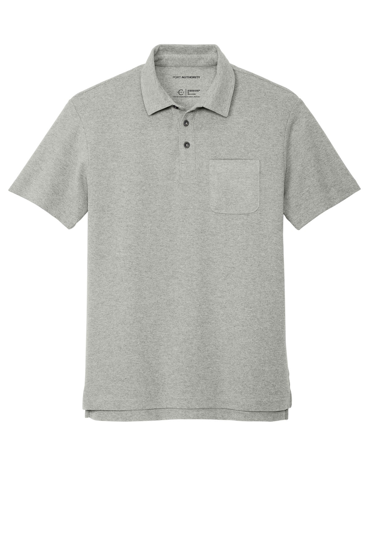Front View of DpSmkHthr Port Authority C-FREE Cotton Blend Pique Pocket Polo K868