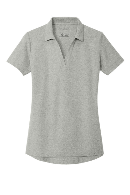 Front View of DpSmkHthr Port Authority Women's C-FREE Cotton Blend Pique Polo LK867