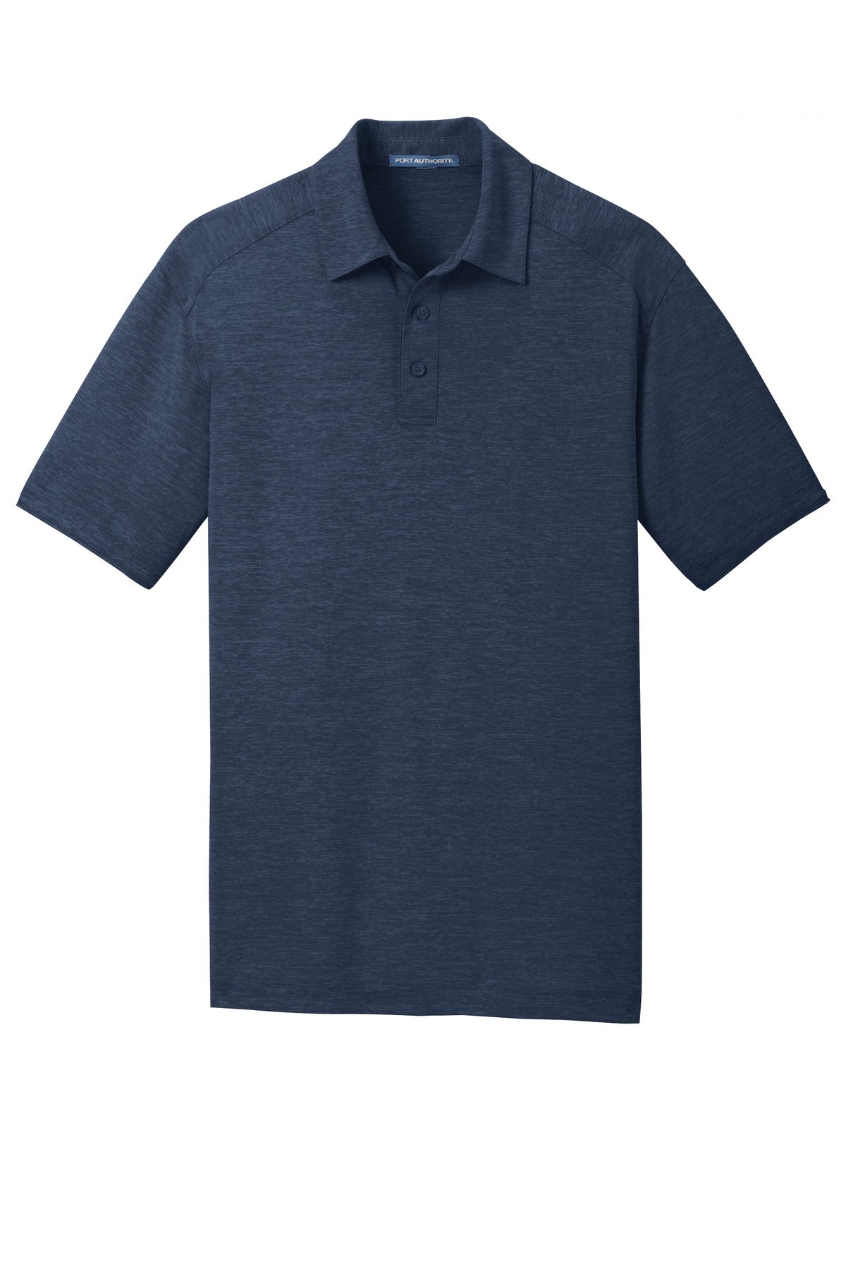Front View of Dress Blue Nvy Port Authority Digi Heather Performance Polo. K574