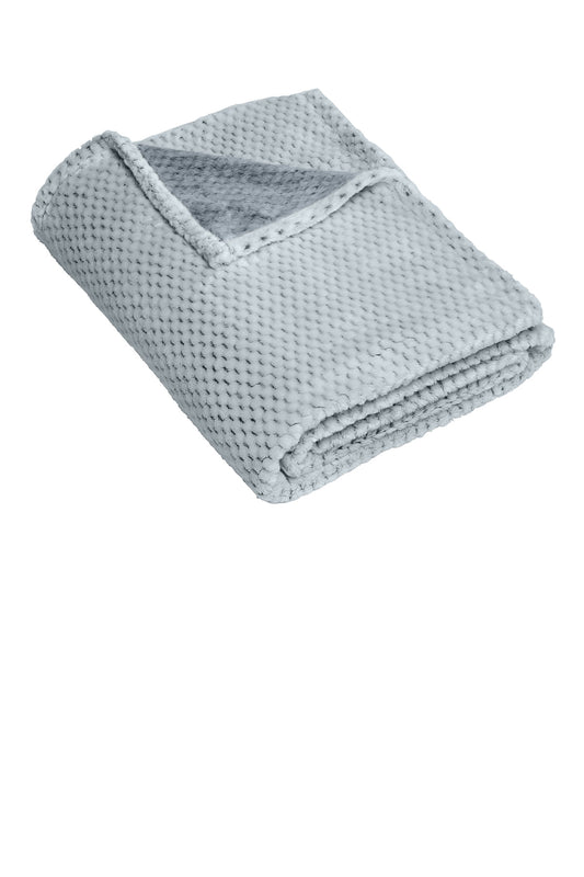 Front View of Dress Blue Nvy Port Authority Plush Texture Blanket. BP35