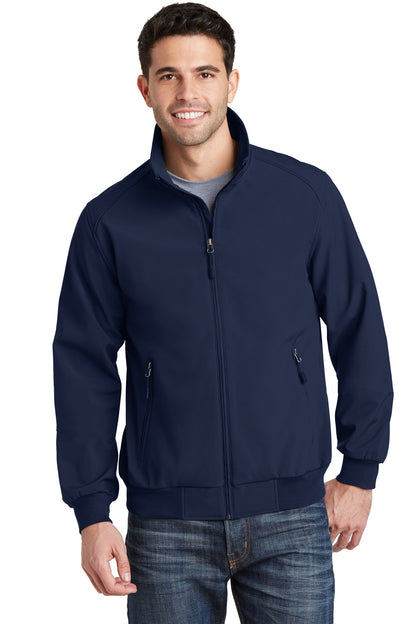 Front View of Dress Blue Nvy Port Authority Soft Shell Bomber Jacket. J337