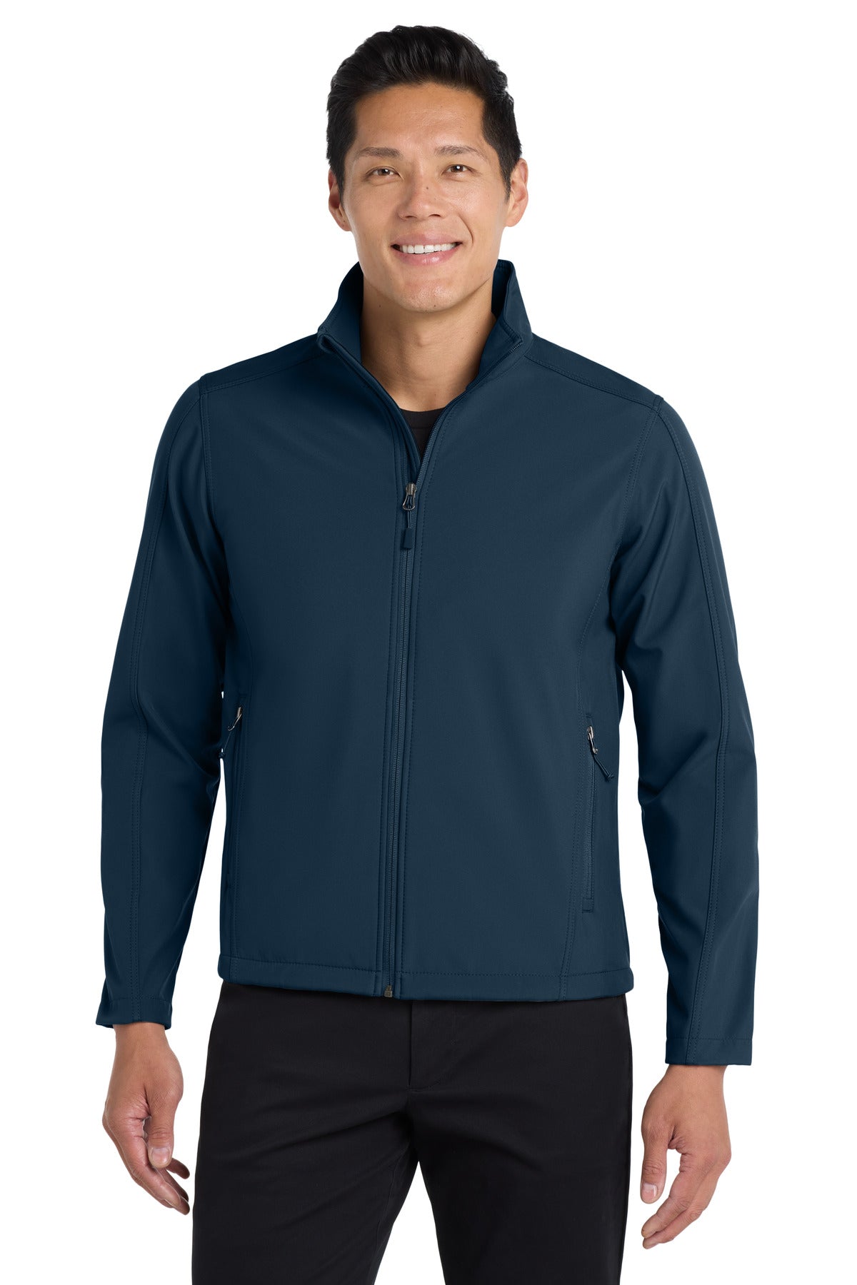 Front View of Dress Blue Nvy Port Authority Tall Core Soft Shell Jacket. TLJ317