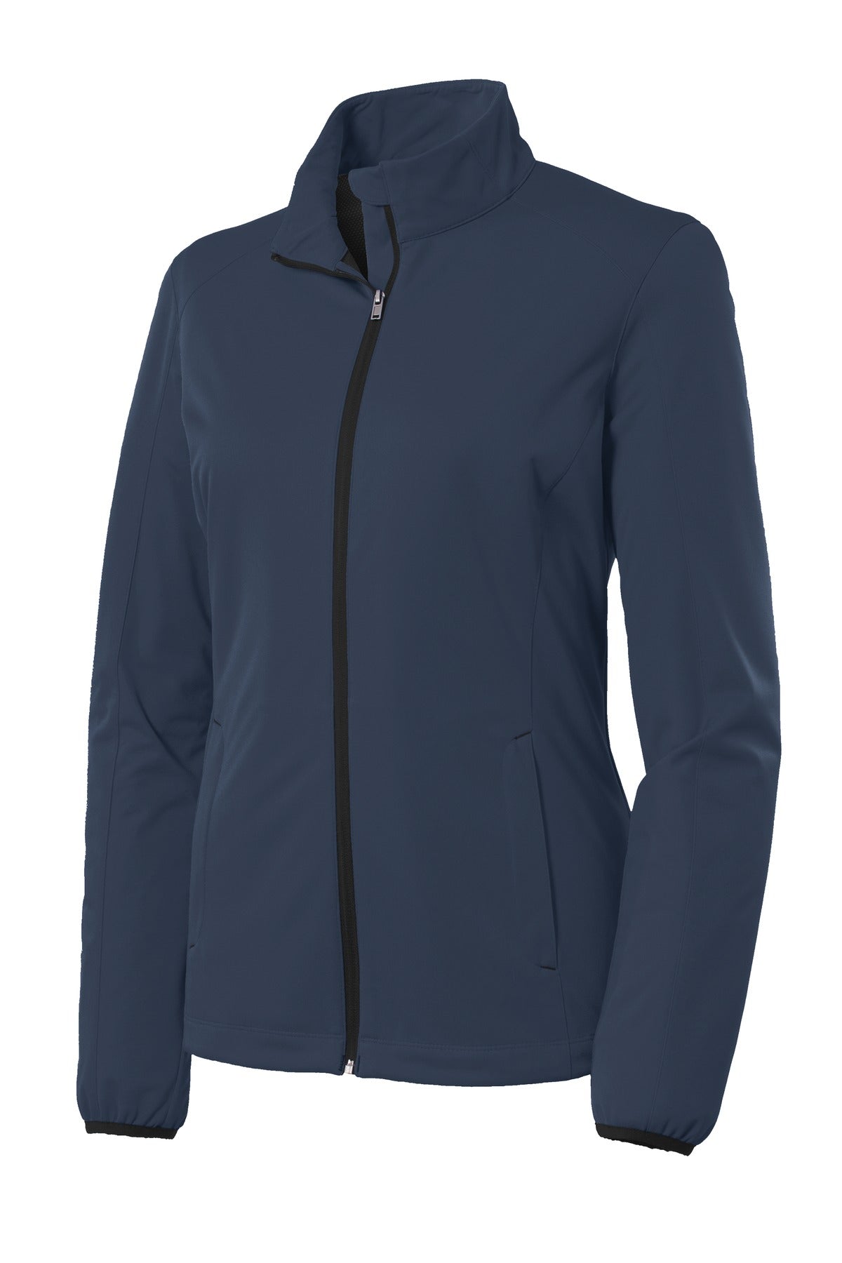 Front View of Dress Blue Nvy Port Authority Women's Active Soft Shell Jacket. L717