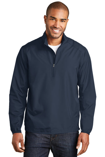 Front View of Dress Blue Nvy Port Authority Zephyr 1/2-Zip Pullover. J343