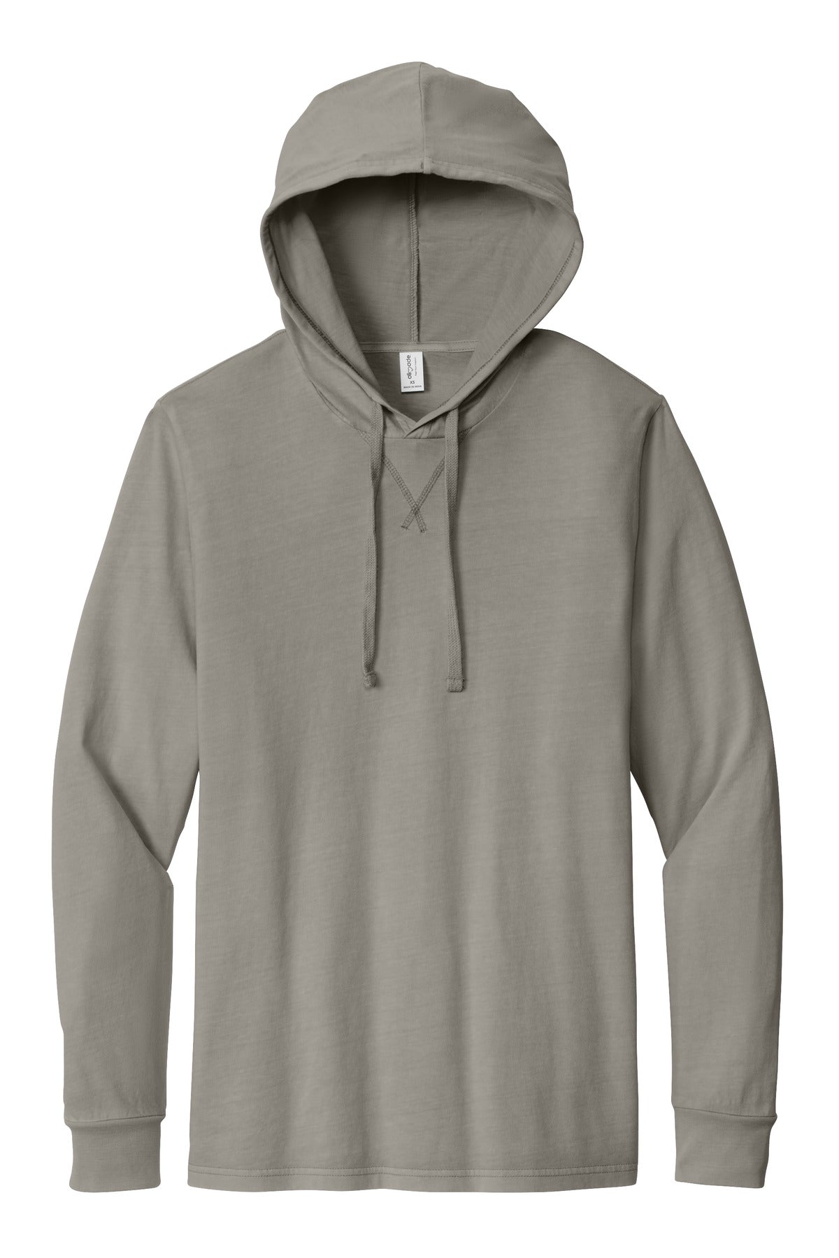 Front View of DrftwdGrey Allmade Unisex Mineral Dye Organic Cotton Hoodie Tee AL6305