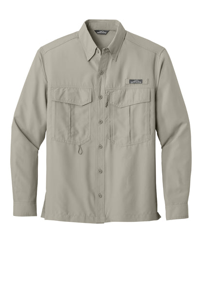 Front View of Driftwood Eddie Bauer - Long Sleeve Performance Fishing Shirt. EB600