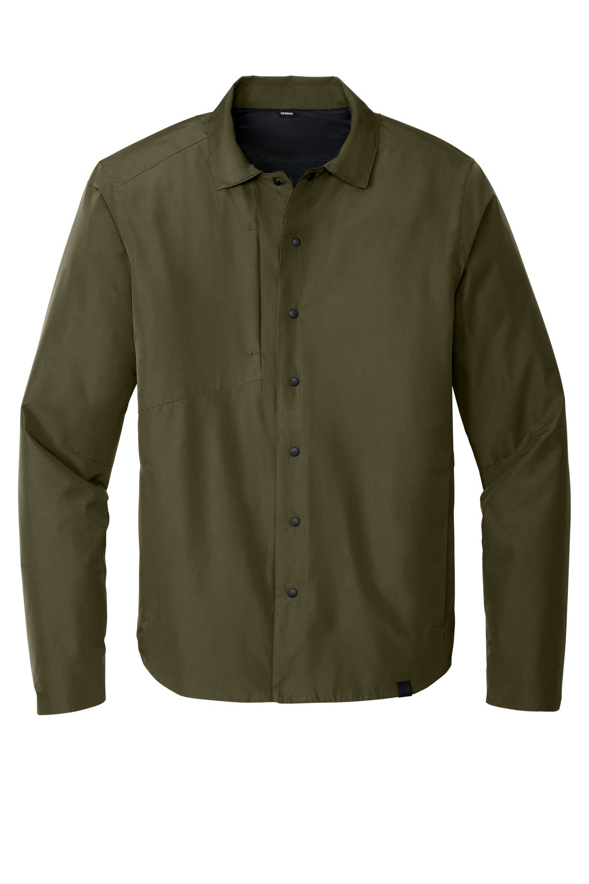 Front View of Drive Green OGIO Reverse Shirt Jacket. OG754