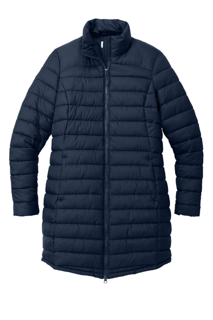 Front View of DsBlNavy Port Authority Women's Horizon Puffy Long Jacket L365