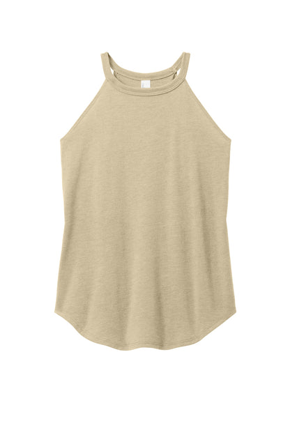 Front View of DsrtTanHtr District Women's Perfect Tri Rocker Tank. DT137L