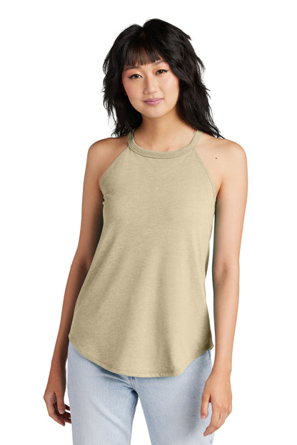 Front View of DsrtTanHtr District Women's Perfect Tri Rocker Tank. DT137L