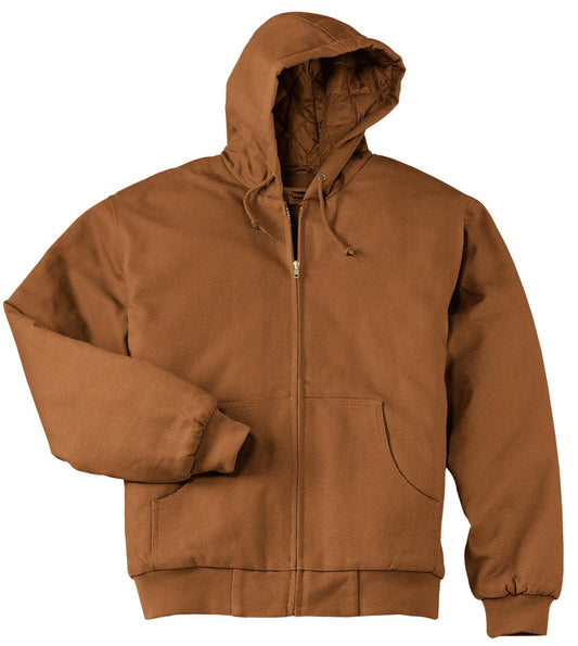Front View of Duck Brown CornerStone - Duck Cloth Hooded Work Jacket. J763H