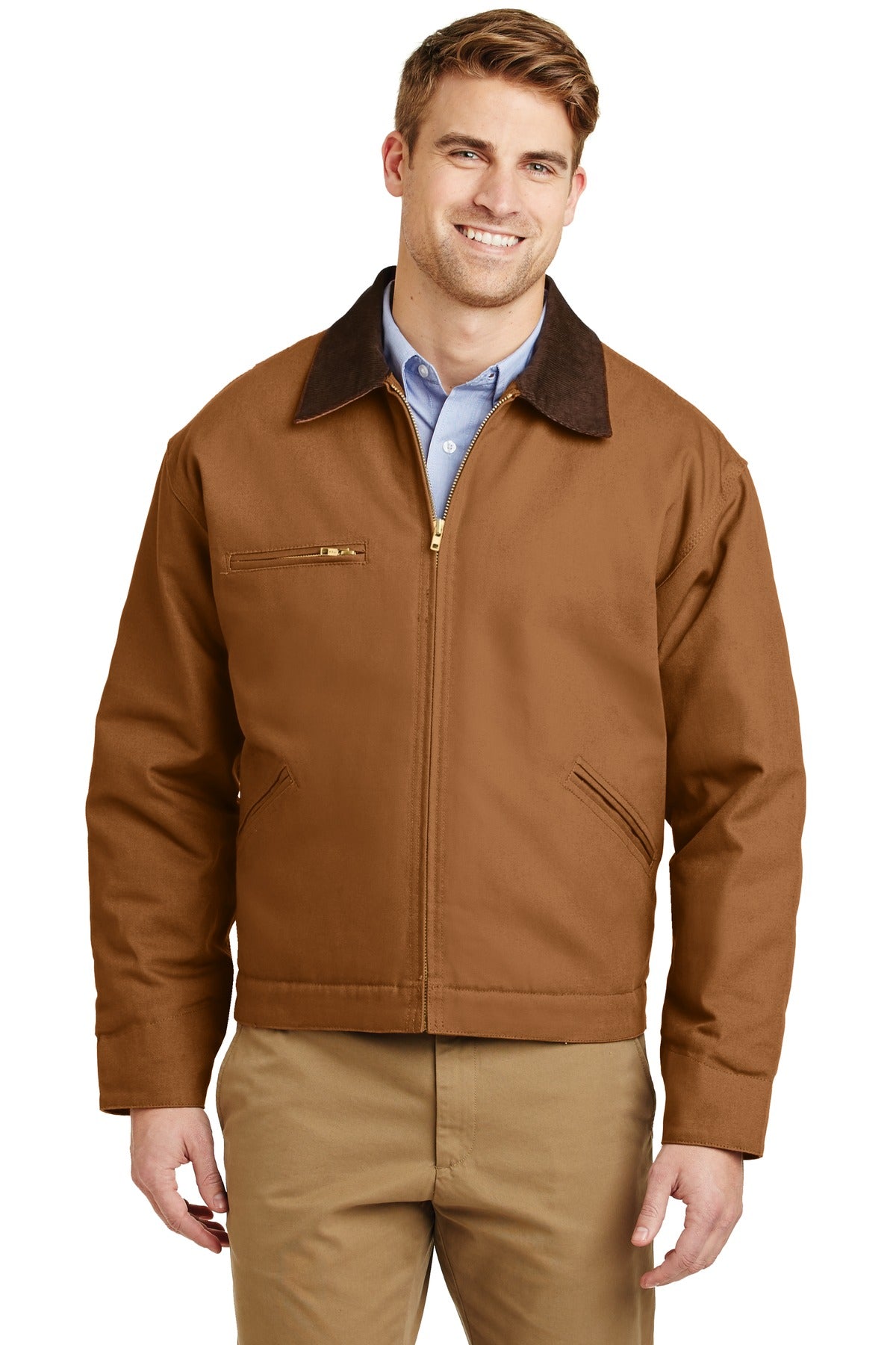 Front View of Duck Brown CornerStone - Duck Cloth Work Jacket. J763
