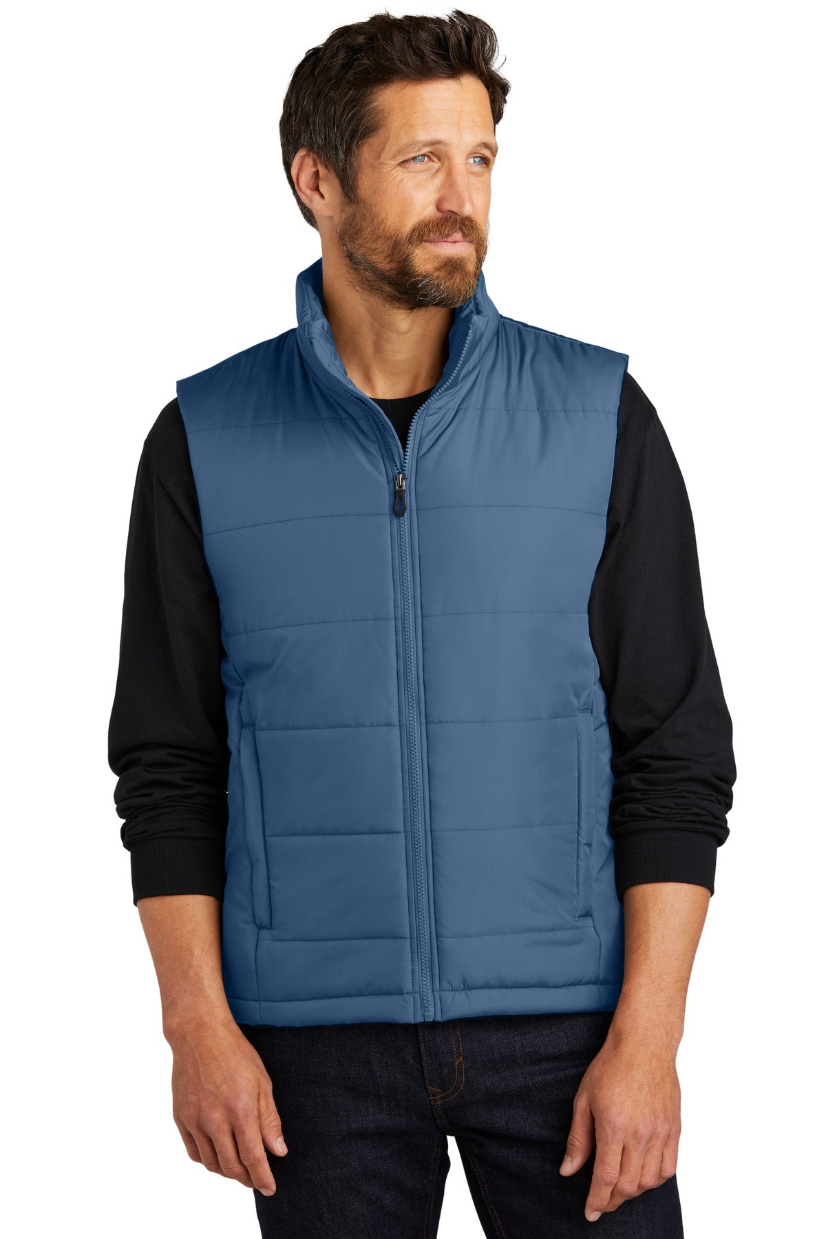 Front View of DuskBlue Port Authority Puffer Vest J853