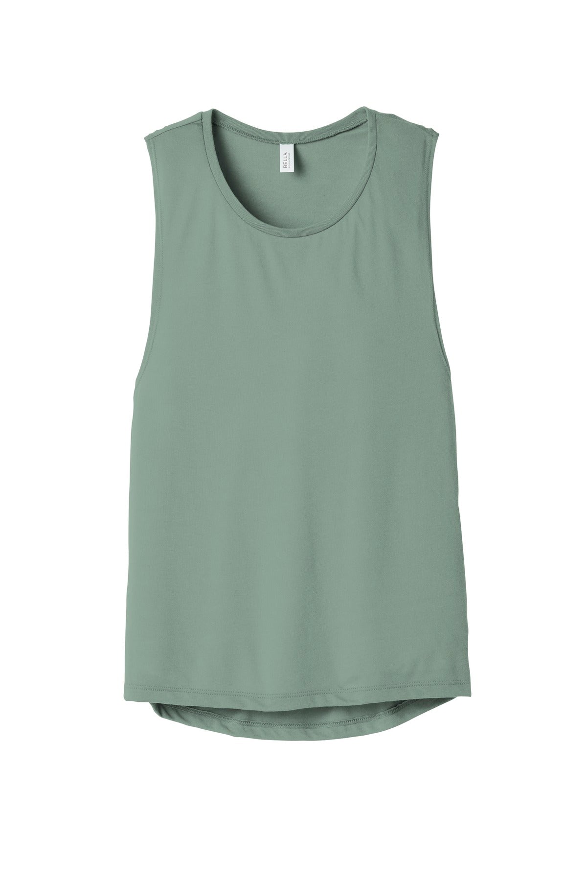Front View of Dusty Blue BELLA+CANVAS Women's Flowy Scoop Muscle Tank. BC8803