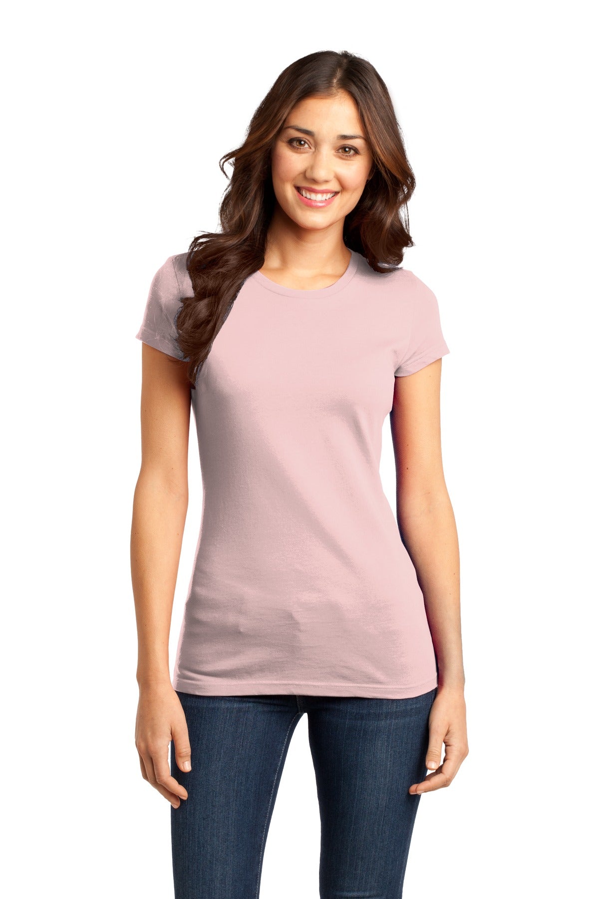 Front View of Dusty Lavender District Women's Fitted Very Important Tee . DT6001