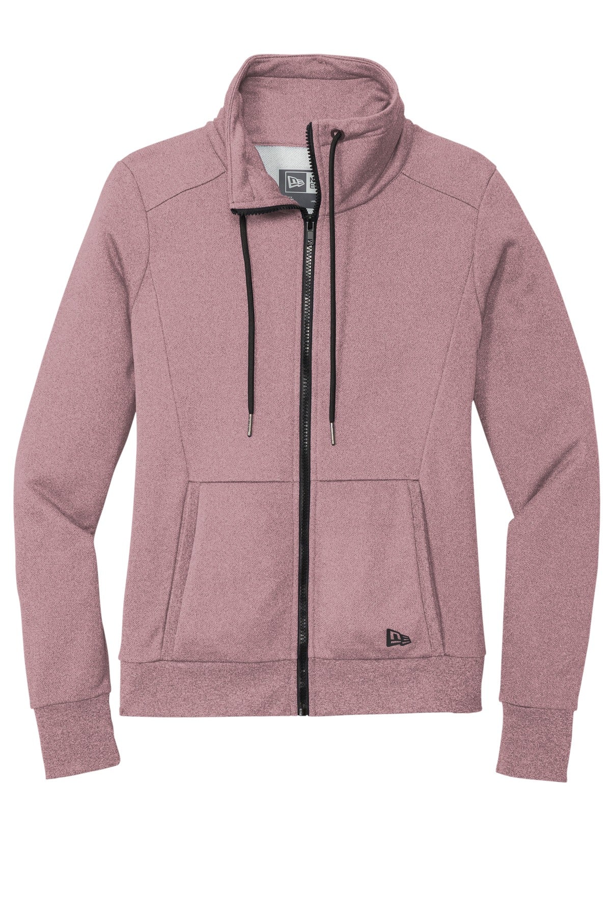 Front View of Dusty Mauve He New Era Women's Performance Terry Full-Zip Cowl LNEA530