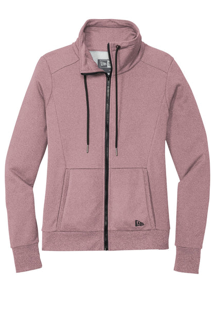 Front View of Dusty Mauve He New Era Women's Performance Terry Full-Zip Cowl LNEA530