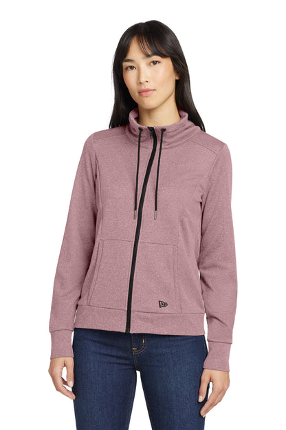 Front View of Dusty Mauve He New Era Women's Performance Terry Full-Zip Cowl LNEA530