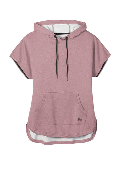 Front View of Dusty Mauve He New Era Women's Performance Terry Short Sleeve Hoodie LNEA533