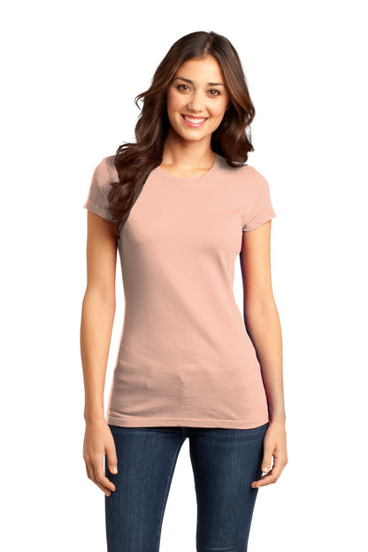 Front View of Dusty Peach District Women's Fitted Very Important Tee . DT6001