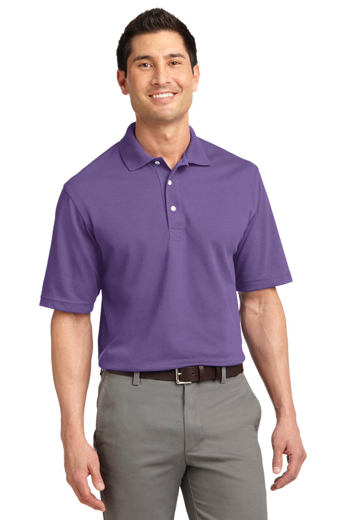 Front View of Dusty Purple Port Authority Rapid Dry Polo. K455