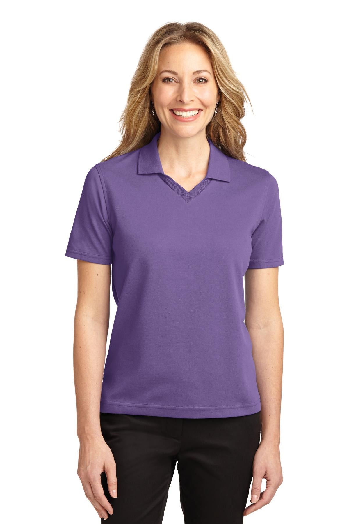 Front View of Dusty Purple Port Authority Women's Rapid Dry Polo. L455
