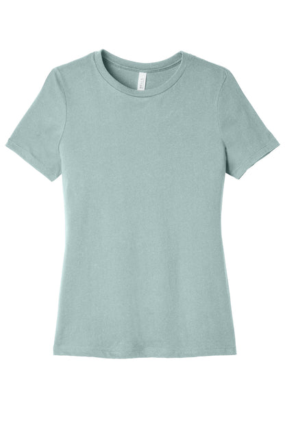 Front View of DustyBlTB BELLA+CANVAS Women's Relaxed Triblend Tee BC6413