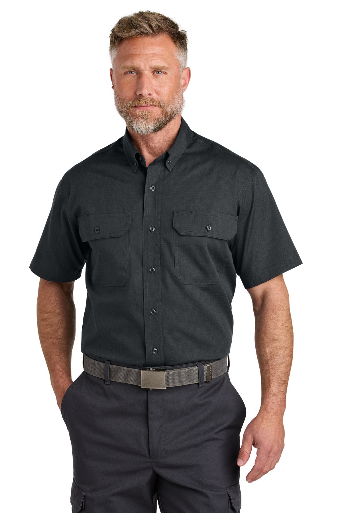 Front View of EchoSteel CornerStone Short Sleeve Select Ripstop Shirt CSW175