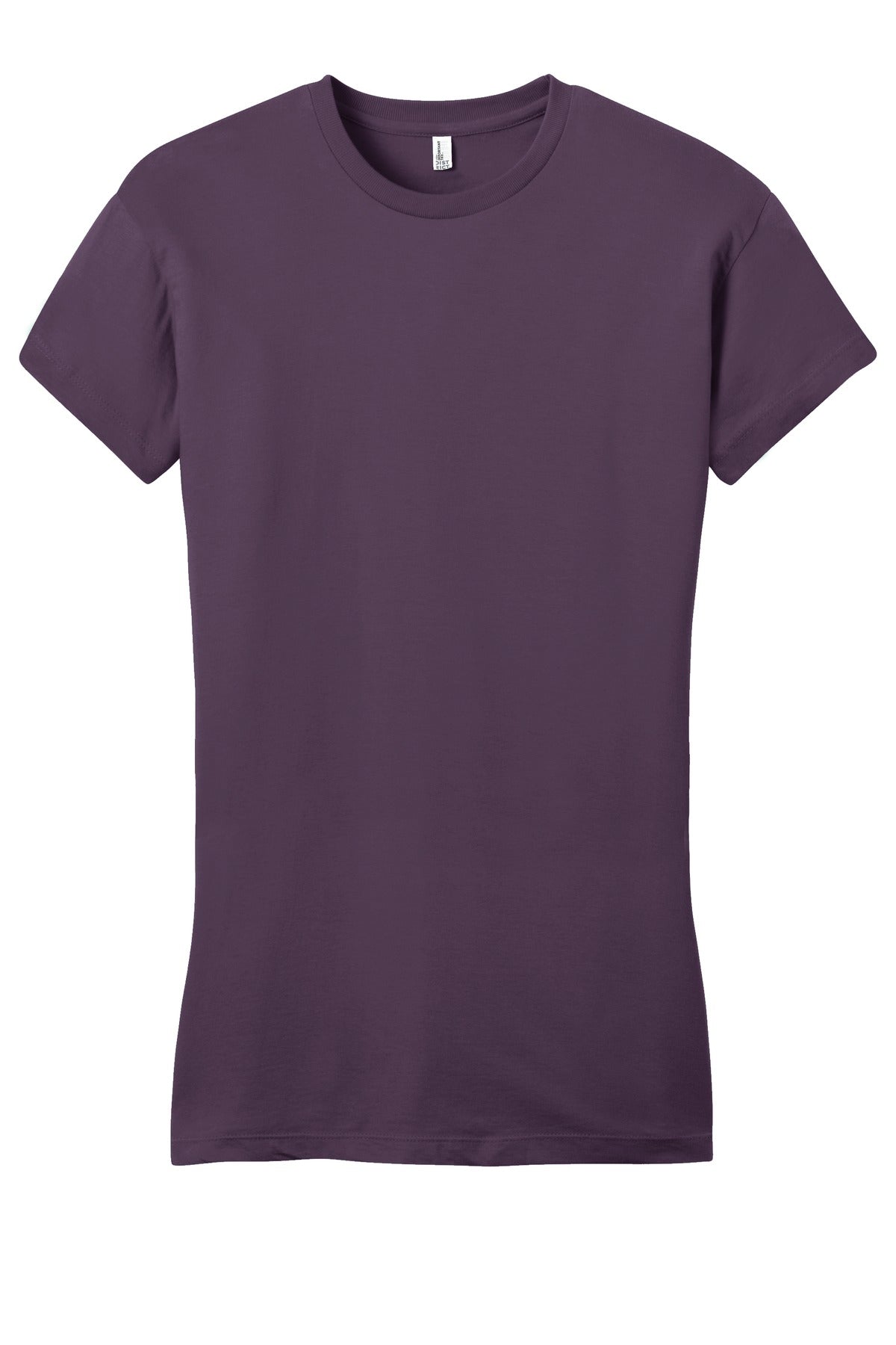 Front View of Eggplant District Women's Fitted Very Important Tee . DT6001