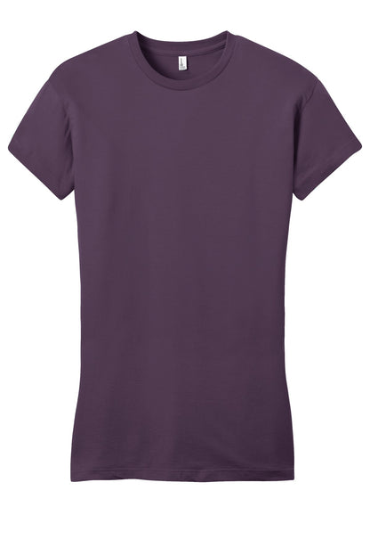 Front View of Eggplant District Women's Fitted Very Important Tee . DT6001