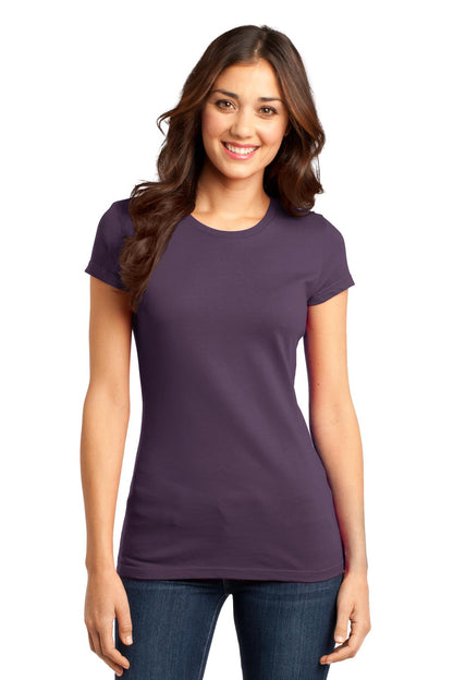 Front View of Eggplant District Women's Fitted Very Important Tee . DT6001