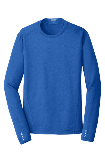 Front View of Electric Blue OGIO Long Sleeve Pulse Crew. OE321