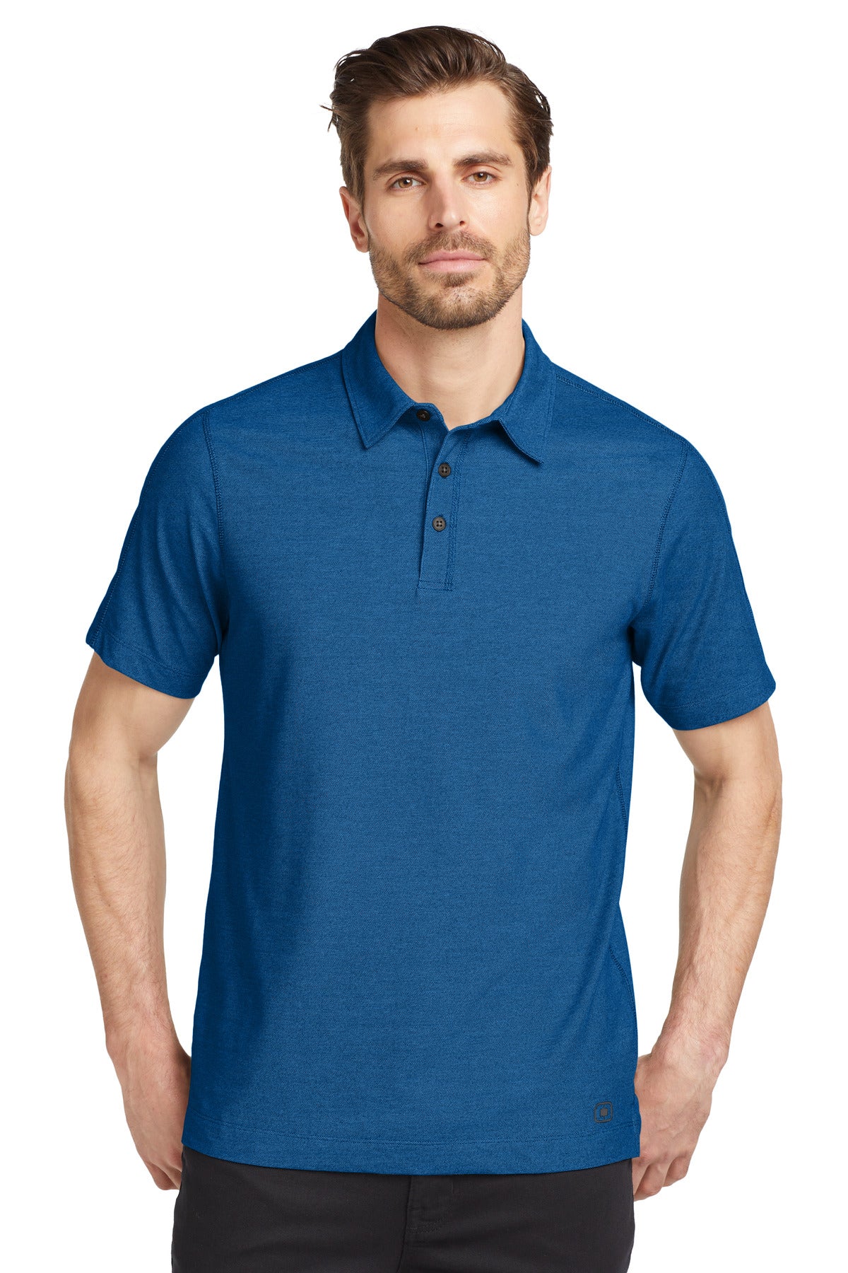 Front View of Electric Blue OGIO Onyx Polo. OG126