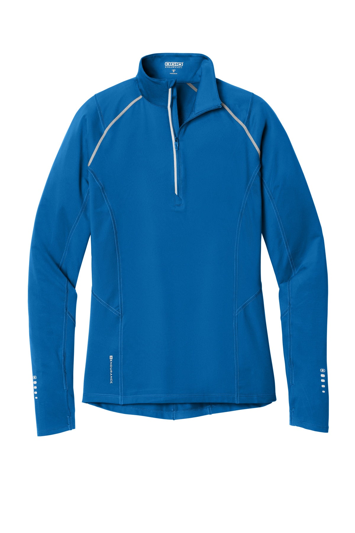 Front View of Electric Blue OGIO Women's Nexus 1/4-Zip Pullover. LOE335