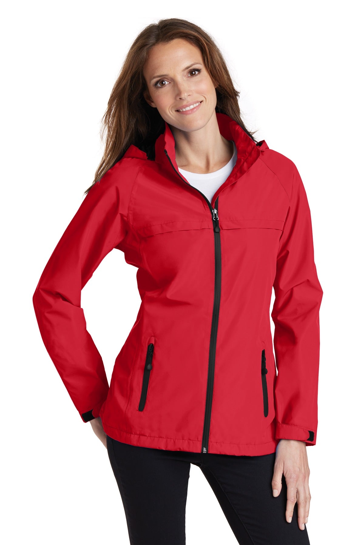 Front View of Engine Red Port Authority Women's Torrent Waterproof Jacket. L333