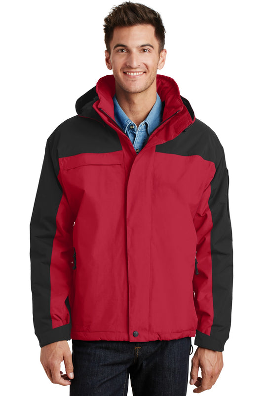 Front View of Engine Red/Blk Port Authority Nootka Jacket. J792