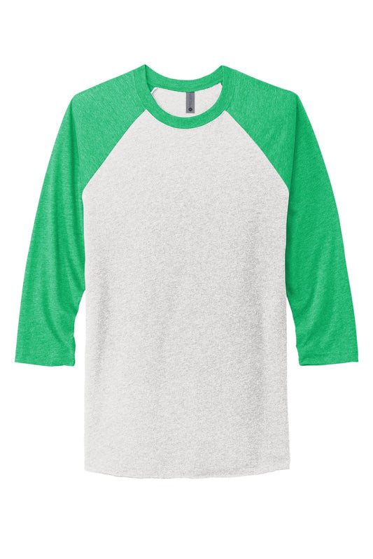 Front View of Envy/HtrWt Next Level Apparel Adult Tri-Blend 3/4-Sleeve Raglan Tee. NL6051