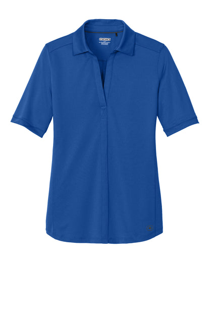 Front View of Enzyme Blue OGIO Women's Metro Polo. LOG130