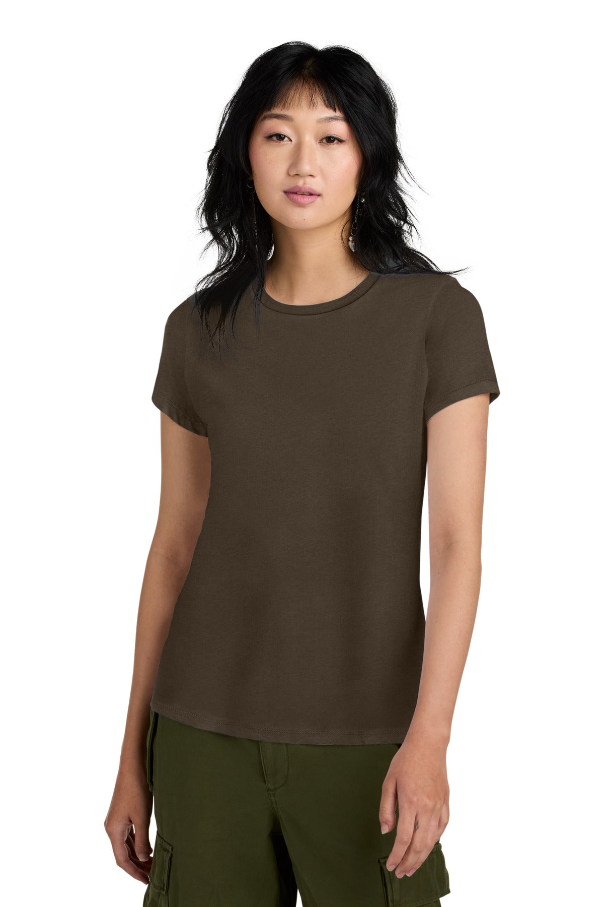 Front View of Espresso District Women's Perfect Weight Tee. DM104L