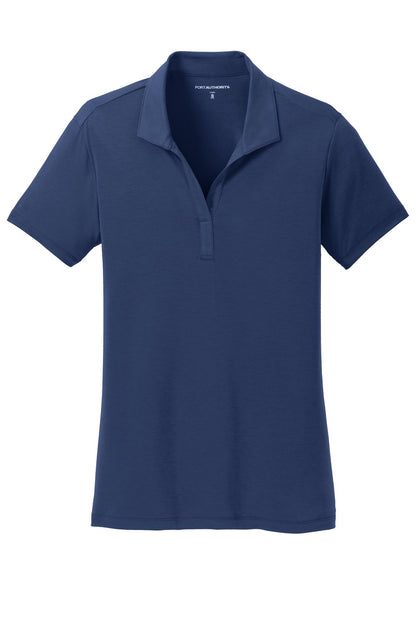 Front View of Estate Blue Port Authority Women's Cotton Touch Performance Polo. L568