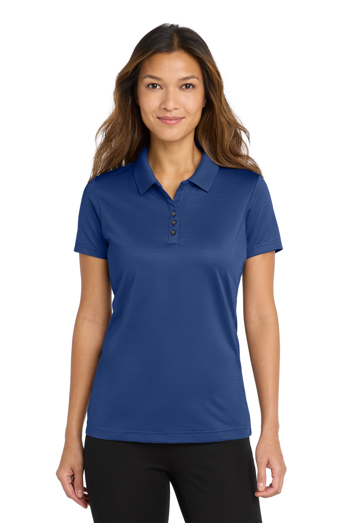 Front View of Estate Blue Port Authority Women's Eclipse Stretch Polo. LK587