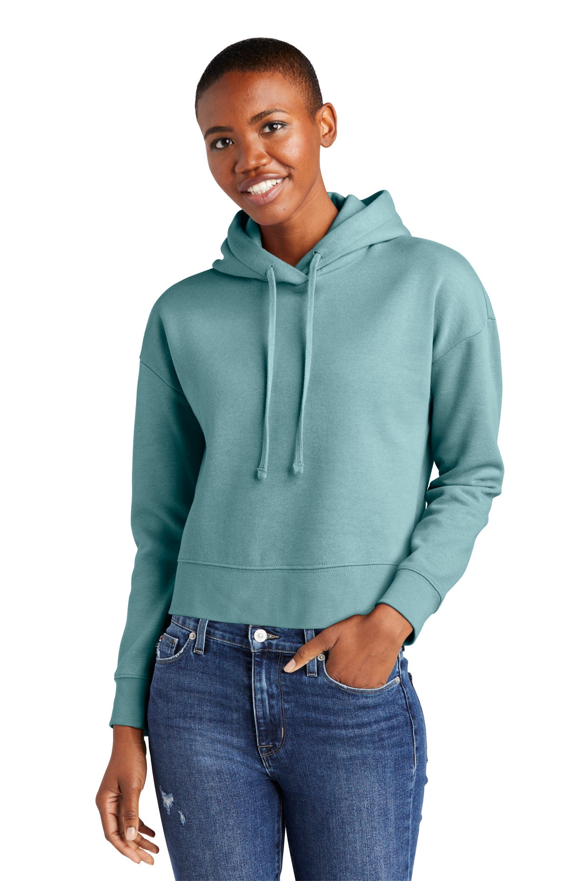 Front View of EuclptusBl District Women's V.I.T. Fleece Hoodie DT6101