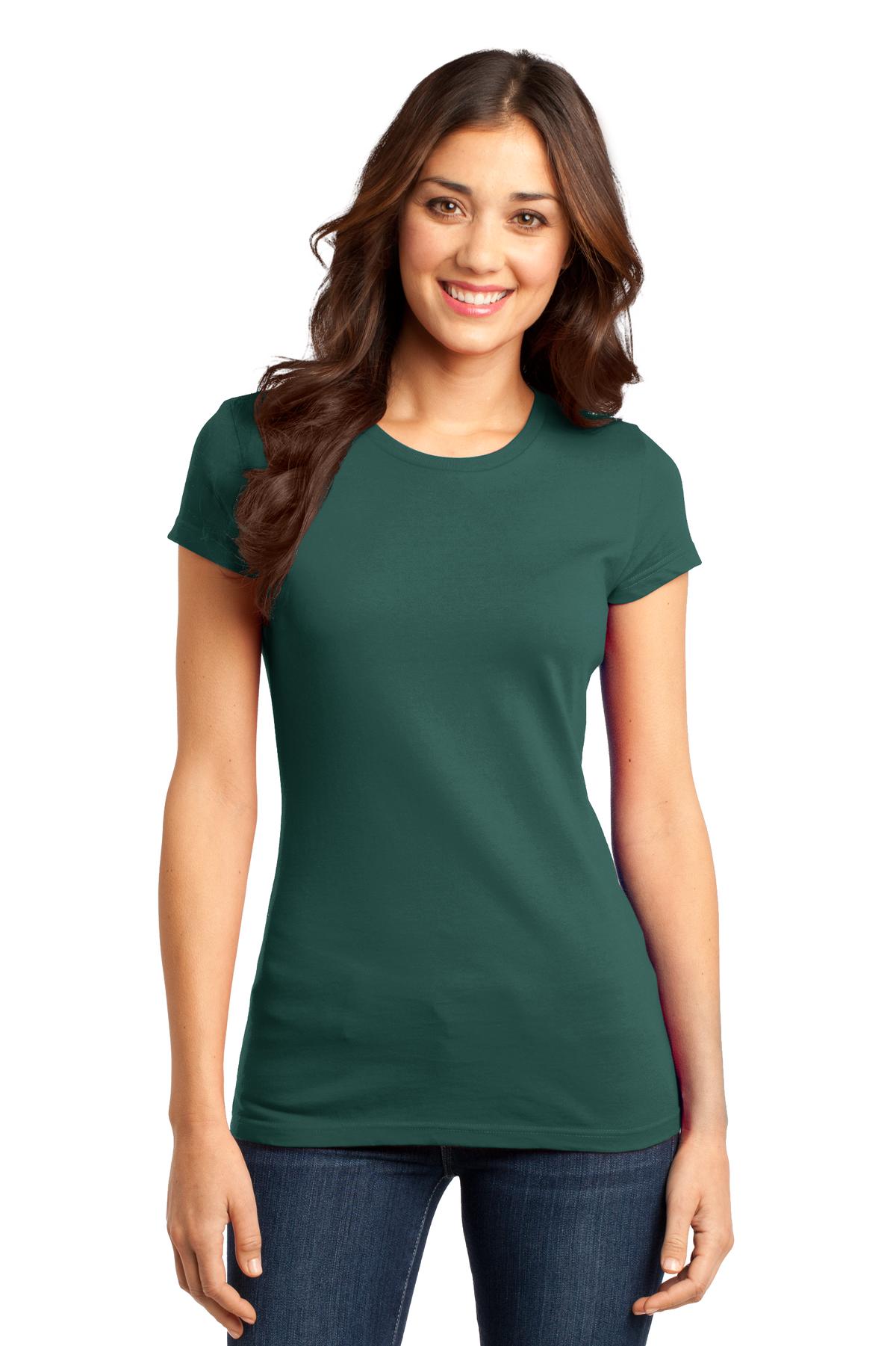 Front View of Evergreen District Women's Fitted Very Important Tee . DT6001