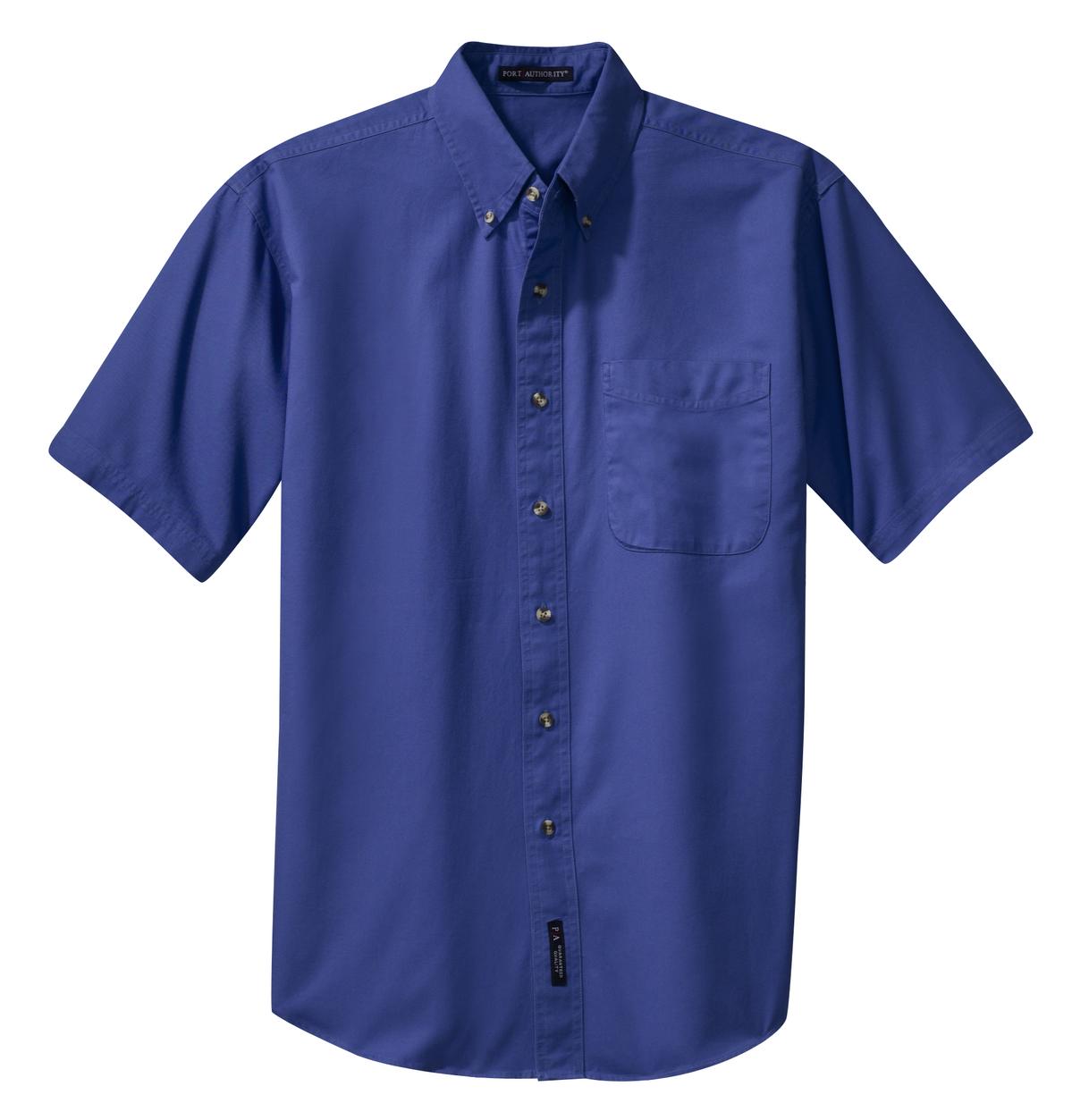 Front View of Faded Blue Port Authority Short Sleeve Twill Shirt. S500T